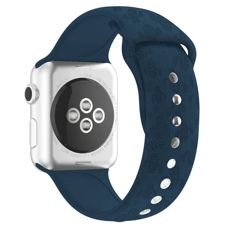 Apple Watchシリーズ用サボテンエンボスシリコンウォッチバンド, 7 41mm / 6&SE&5&4 40mm / 3&2&1 38mm, 7 45mm / 6&SE&5&4 44mm / 3&2&1 42mm