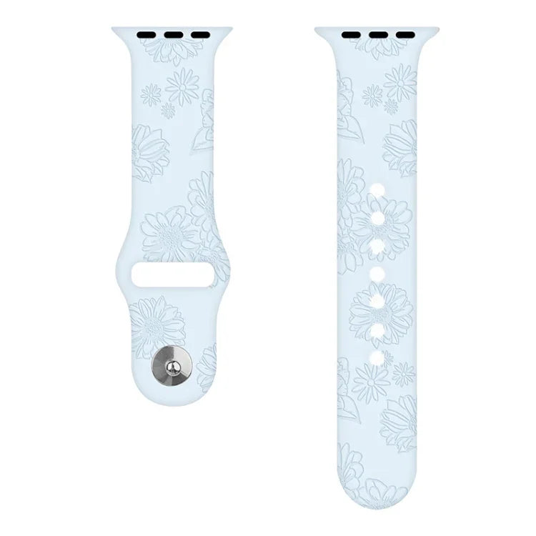 Apple Watchシリーズ用ひまわりエンボスシリコンウォッチバンド, 7 41mm / 6&SE&5&4 40mm / 3&2&1 38mm, 7 45mm / 6&SE&5&4 44mm / 3&2&1 42mm