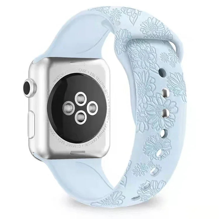 Apple Watchシリーズ用ひまわりエンボスシリコンウォッチバンド, 7 41mm / 6&SE&5&4 40mm / 3&2&1 38mm, 7 45mm / 6&SE&5&4 44mm / 3&2&1 42mm