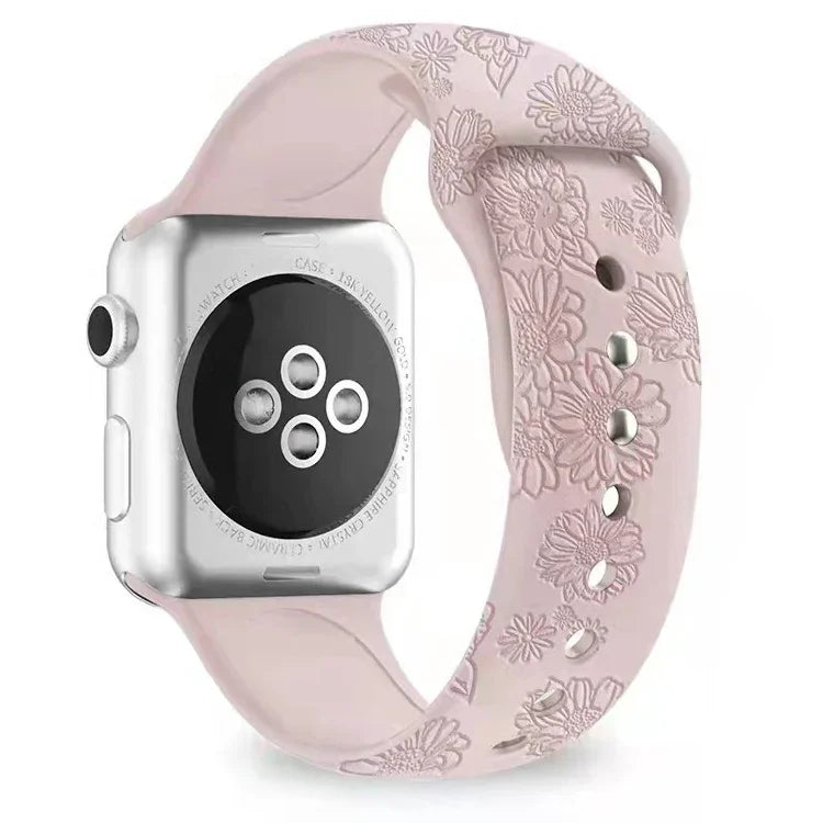 Apple Watchシリーズ用ひまわりエンボスシリコンウォッチバンド, 7 41mm / 6&SE&5&4 40mm / 3&2&1 38mm, 7 45mm / 6&SE&5&4 44mm / 3&2&1 42mm