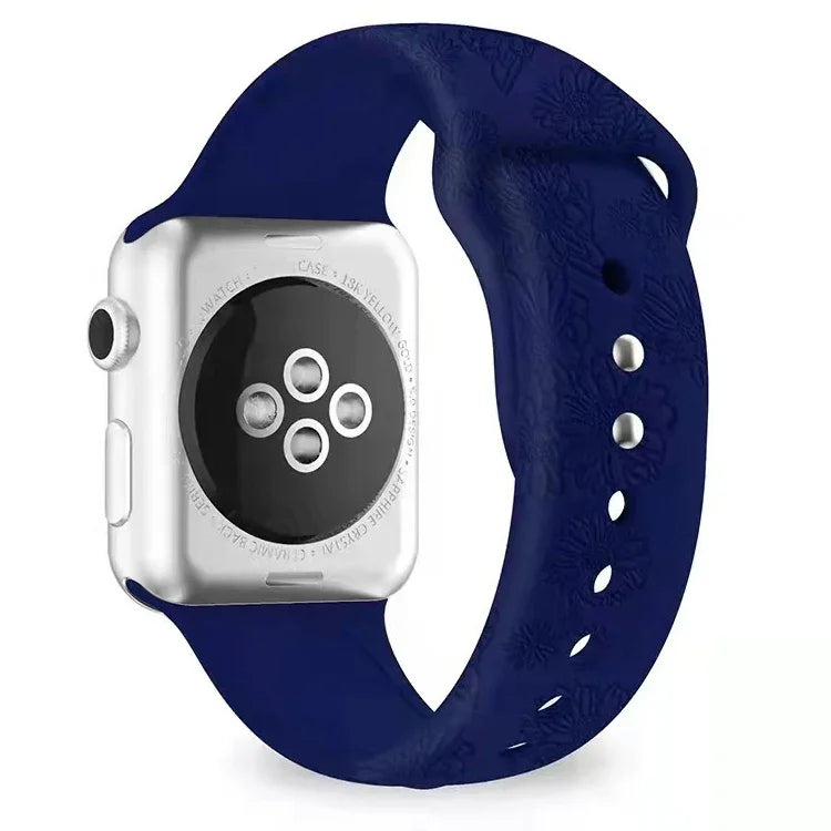Apple Watchシリーズ用ひまわりエンボスシリコンウォッチバンド, 7 41mm / 6&SE&5&4 40mm / 3&2&1 38mm, 7 45mm / 6&SE&5&4 44mm / 3&2&1 42mm