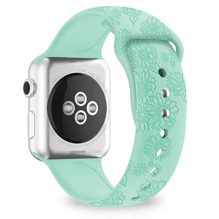 Apple Watchシリーズ用ひまわりエンボスシリコンウォッチバンド, 7 41mm / 6&SE&5&4 40mm / 3&2&1 38mm, 7 45mm / 6&SE&5&4 44mm / 3&2&1 42mm