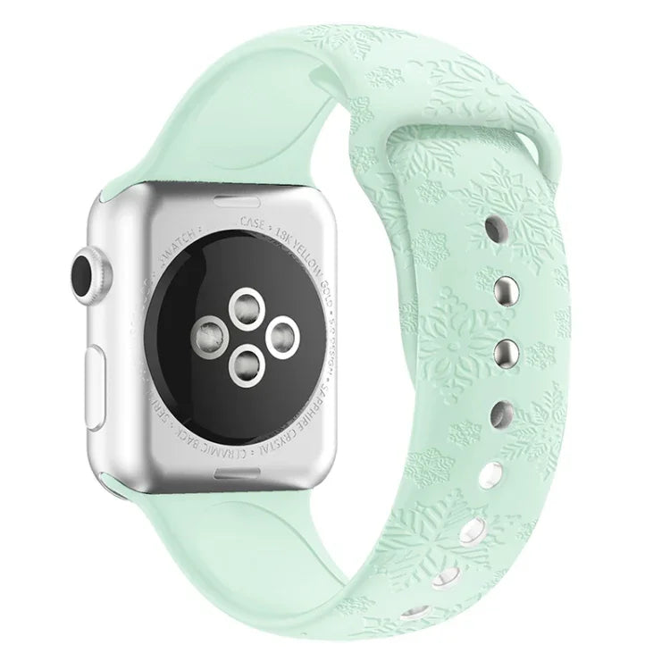 Apple Watchシリーズ用雪の結晶エンボスシリコンウォッチバンド, 7 41mm / 6&SE&5&4 40mm / 3&2&1 38mm, 7 45mm / 6&SE&5&4 44mm / 3&2&1 42mm
