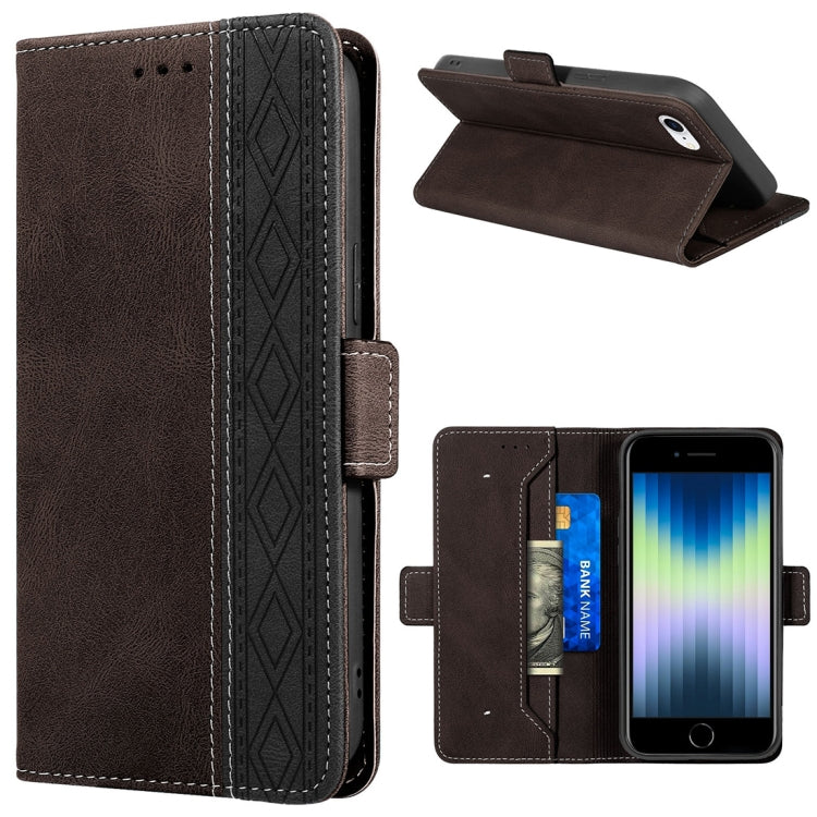 Stitching Magnetic RFID Leather Case, For iPhone XS Max, For iPhone SE 2022 / SE 2020 / 7 / 8, For iPhone 7 Plus / 8 Plus