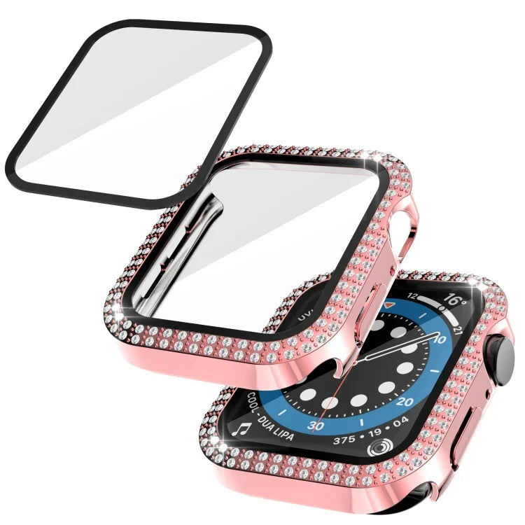 二重列ダイヤモンドPC＋強化ガラスウォッチケース Apple Watch Series 6&SE&5&4 40mm、6&SE&5&4 44mm、6&SE&5&4 40mm / 3&2&1 38mm用