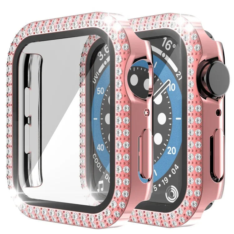 二重列ダイヤモンドPC＋強化ガラスウォッチケース Apple Watch Series 6&SE&5&4 40mm、6&SE&5&4 44mm、6&SE&5&4 40mm / 3&2&1 38mm用