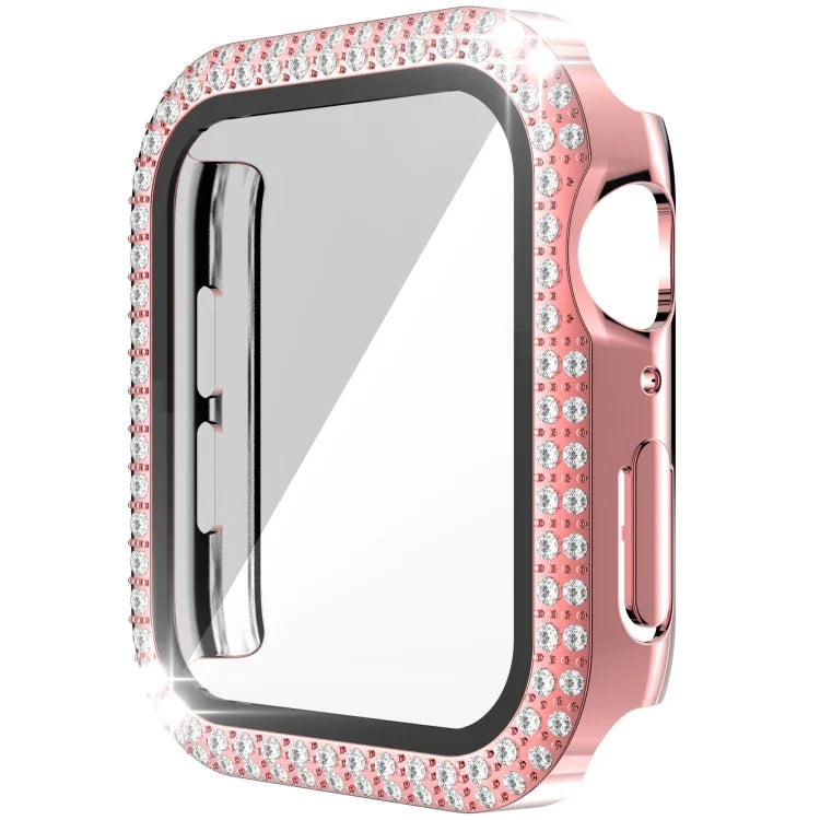 二重列ダイヤモンドPC＋強化ガラスウォッチケース Apple Watch Series 6&SE&5&4 40mm、6&SE&5&4 44mm、6&SE&5&4 40mm / 3&2&1 38mm用