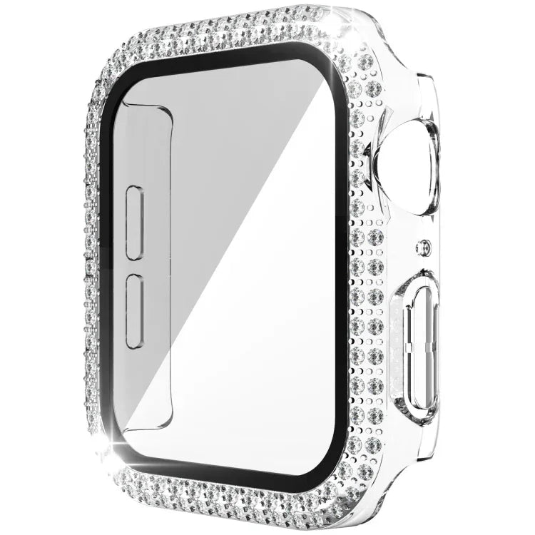 二重列ダイヤモンドPC＋強化ガラスウォッチケース Apple Watch Series 6&SE&5&4 40mm、6&SE&5&4 44mm、6&SE&5&4 40mm / 3&2&1 38mm用