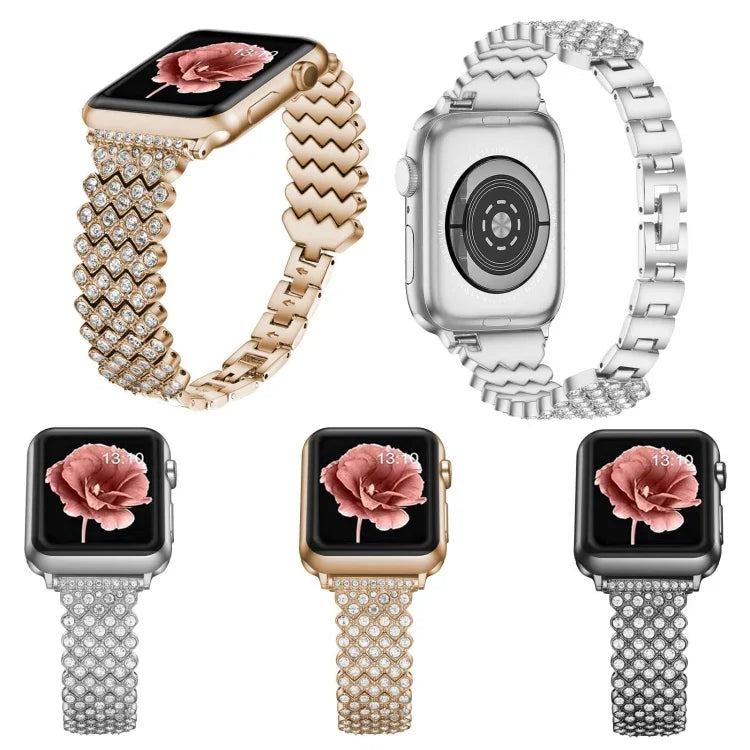 ハートダイヤモンドメタルウォッチバンド Apple Watchシリーズ用, 7 41mm / 6&SE&5&4 40mm / 3&2&1 38mm, 7 45mm / 6&SE&5&4 44mm / 3&2&1 42mm