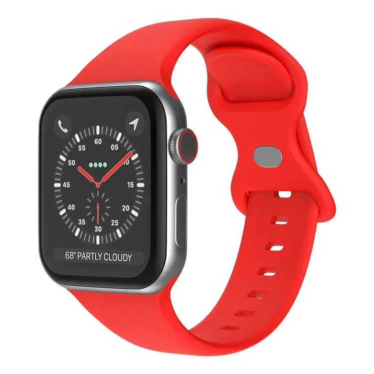 バタフライバックルシリコンウォッチバンド, サイズ: S Apple Watchシリーズ用, 7 45mm / 6&SE&5&4 44mm / 3&2&1 42mm