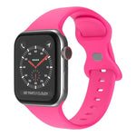 バタフライバックルシリコンウォッチバンド, サイズ: S Apple Watchシリーズ用, 7 45mm / 6&SE&5&4 44mm / 3&2&1 42mm