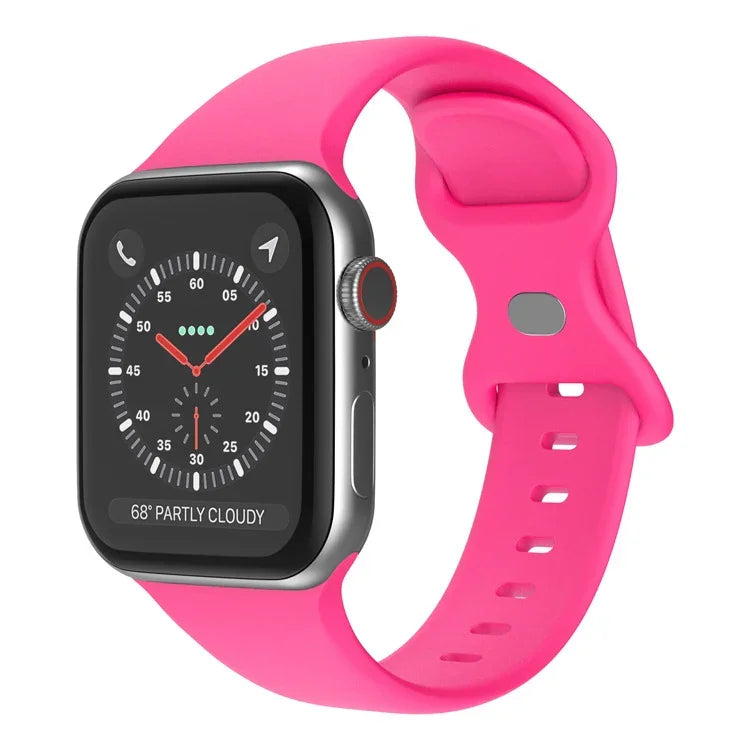 バタフライバックルシリコンウォッチバンド, サイズ: S Apple Watchシリーズ用, 7 45mm / 6&SE&5&4 44mm / 3&2&1 42mm