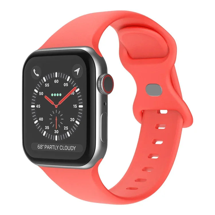 バタフライバックルシリコンウォッチバンド, サイズ: S Apple Watchシリーズ用, 7 45mm / 6&SE&5&4 44mm / 3&2&1 42mm