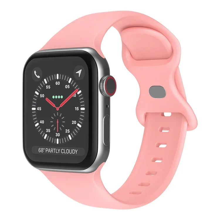 バタフライバックルシリコンウォッチバンド, サイズ: S Apple Watchシリーズ用, 7 45mm / 6&SE&5&4 44mm / 3&2&1 42mm