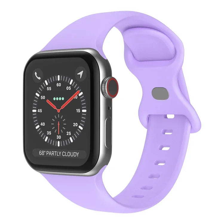 バタフライバックルシリコンウォッチバンド, サイズ: S Apple Watchシリーズ用, 7 45mm / 6&SE&5&4 44mm / 3&2&1 42mm