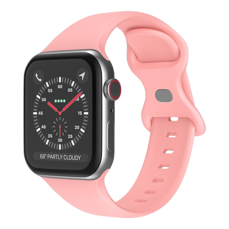 バタフライバックルシリコンウォッチバンド、サイズ：L、Apple Watch Series用、7 41mm / 6&SE&5&4 40mm / 3&2&1 38mm