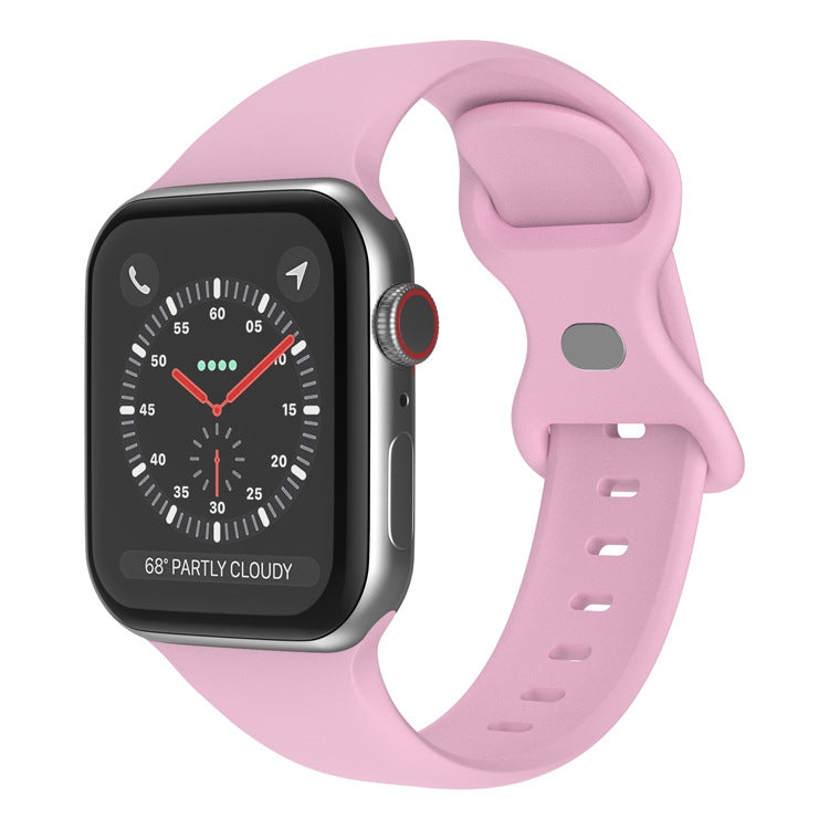 バタフライバックルシリコンウォッチバンド、サイズ：L、Apple Watch Series用、7 41mm / 6&SE&5&4 40mm / 3&2&1 38mm