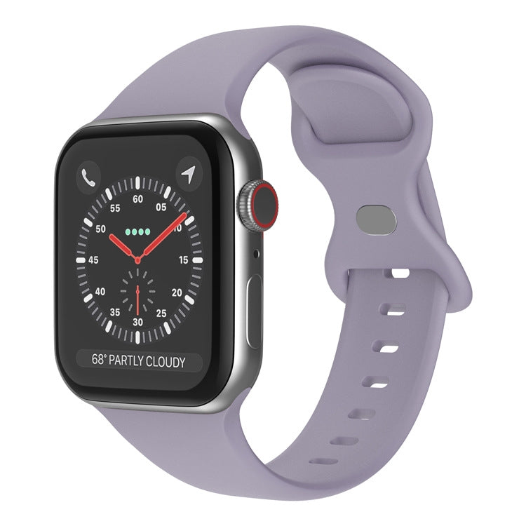 バタフライバックルシリコンウォッチバンド、サイズ：L、Apple Watch Series用、7 41mm / 6&SE&5&4 40mm / 3&2&1 38mm