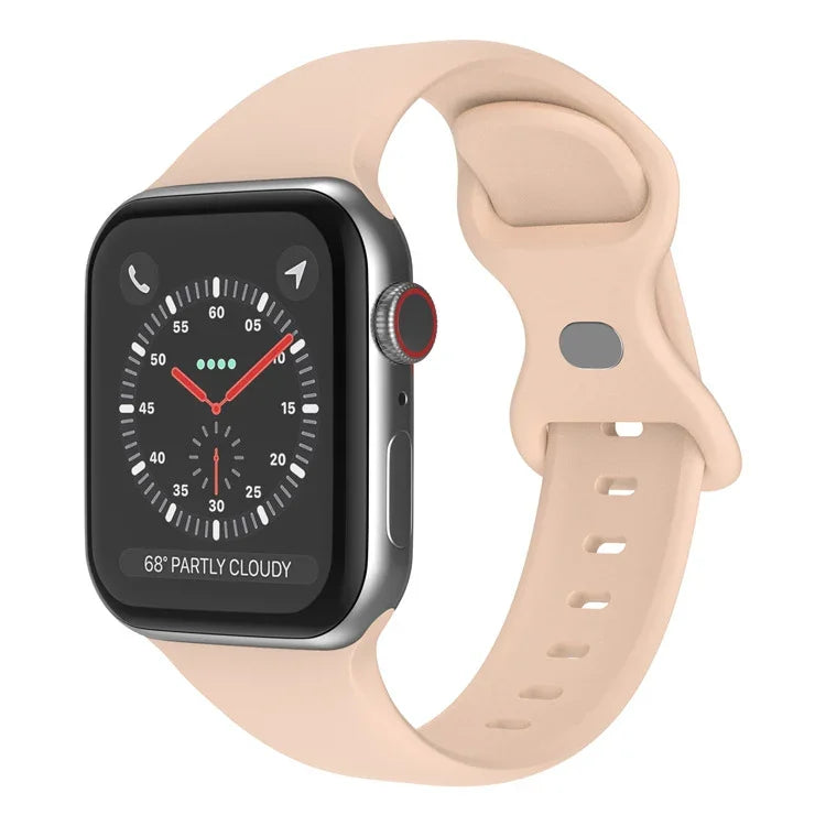 バタフライバックルシリコンウォッチバンド, サイズ: L Apple Watchシリーズ用, 7 45mm / 6&SE&5&4 44mm / 3&2&1 42mm
