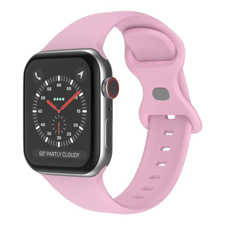 バタフライバックルシリコンウォッチバンド, サイズ: L Apple Watchシリーズ用, 7 45mm / 6&SE&5&4 44mm / 3&2&1 42mm