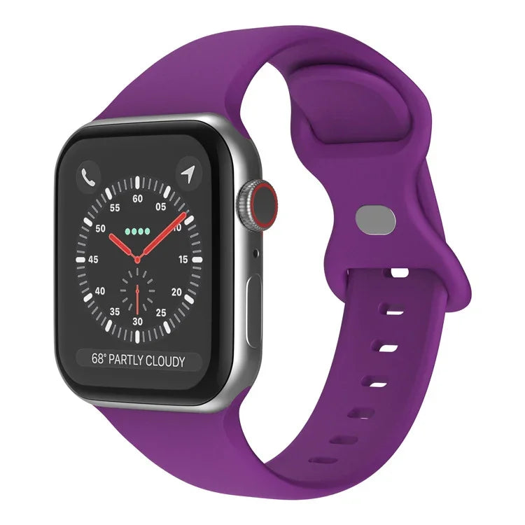 バタフライバックルシリコンウォッチバンド, サイズ: L Apple Watchシリーズ用, 7 45mm / 6&SE&5&4 44mm / 3&2&1 42mm