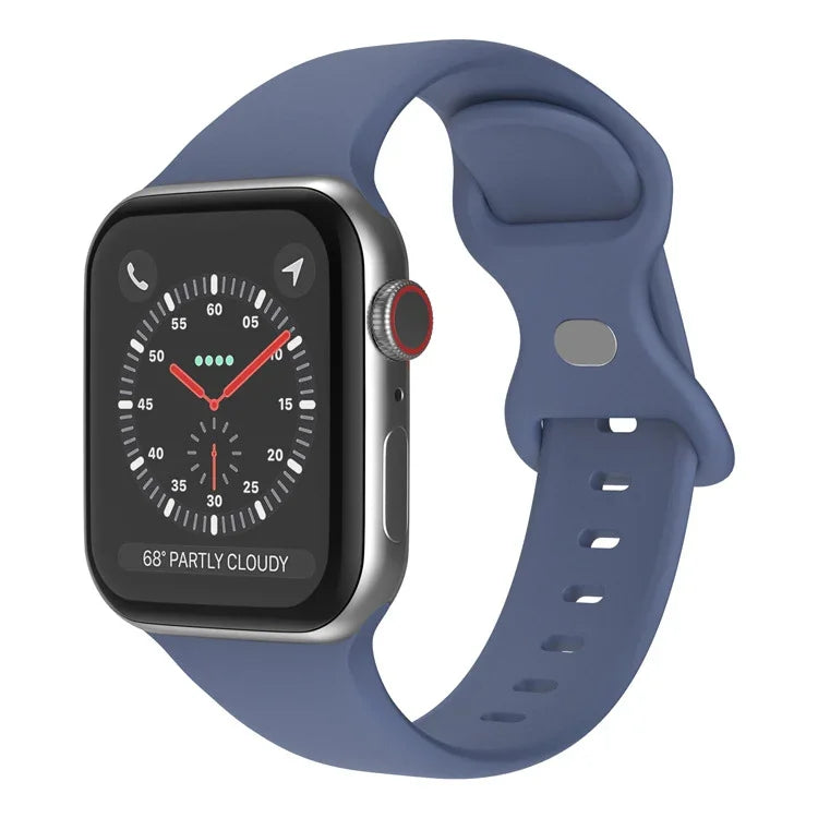 バタフライバックルシリコンウォッチバンド, サイズ: L Apple Watchシリーズ用, 7 45mm / 6&SE&5&4 44mm / 3&2&1 42mm