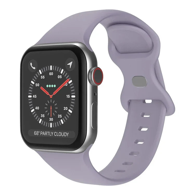 バタフライバックルシリコンウォッチバンド, サイズ: L Apple Watchシリーズ用, 7 45mm / 6&SE&5&4 44mm / 3&2&1 42mm