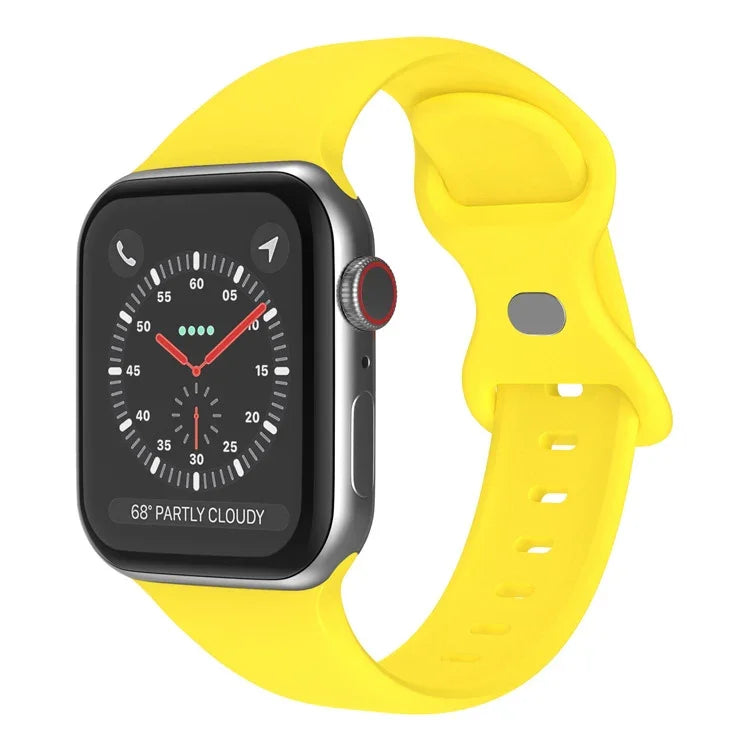 バタフライバックルシリコンウォッチバンド, サイズ: L Apple Watchシリーズ用, 7 45mm / 6&SE&5&4 44mm / 3&2&1 42mm