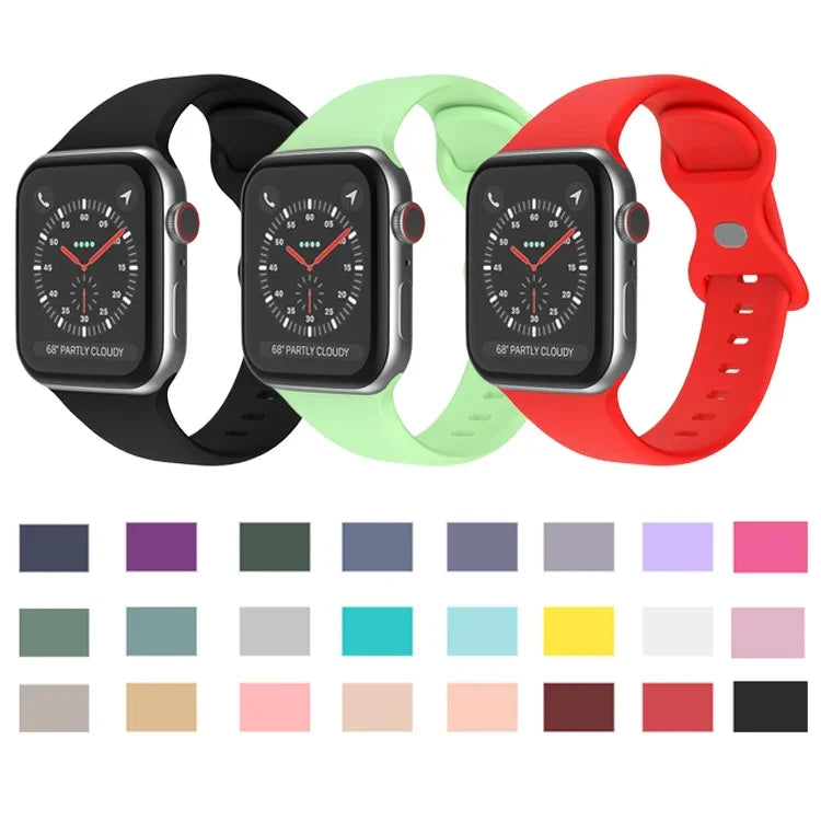 バタフライバックルシリコンウォッチバンド, サイズ: L Apple Watchシリーズ用, 7 45mm / 6&SE&5&4 44mm / 3&2&1 42mm