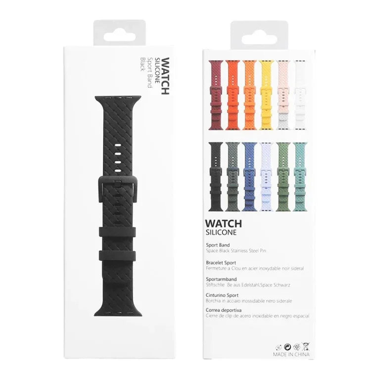 編み込みテクスチャーシリコンウォッチバンド Apple Watchシリーズ用, 7 41mm / 6&SE&5&4 40mm / 3&2&1 38mm, 7 45mm / 6&SE&5&4 44mm / 3&2&1 42mm