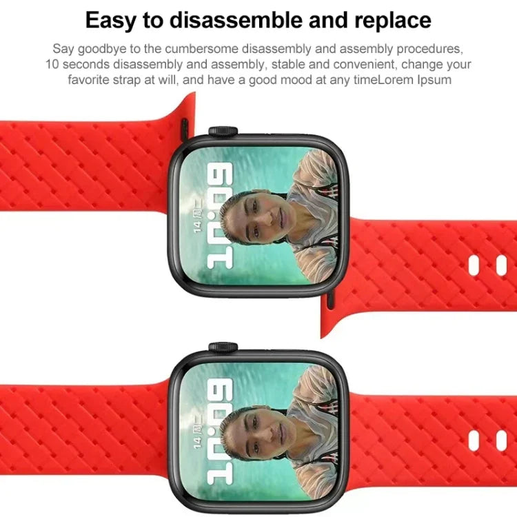 編み込みテクスチャーシリコンウォッチバンド Apple Watchシリーズ用, 7 41mm / 6&SE&5&4 40mm / 3&2&1 38mm, 7 45mm / 6&SE&5&4 44mm / 3&2&1 42mm
