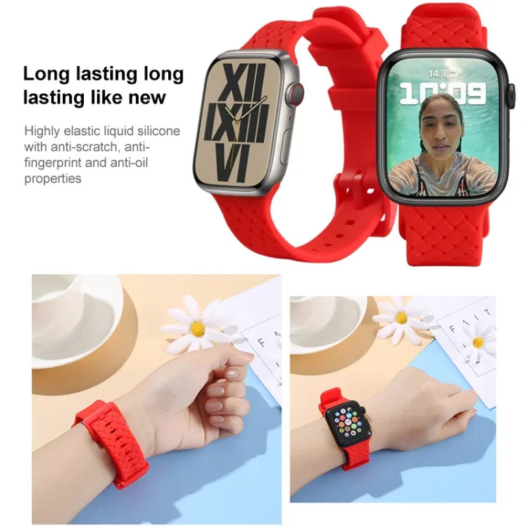 編み込みテクスチャーシリコンウォッチバンド Apple Watchシリーズ用, 7 41mm / 6&SE&5&4 40mm / 3&2&1 38mm, 7 45mm / 6&SE&5&4 44mm / 3&2&1 42mm