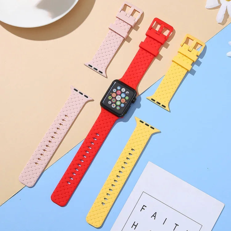 編み込みテクスチャーシリコンウォッチバンド Apple Watchシリーズ用, 7 41mm / 6&SE&5&4 40mm / 3&2&1 38mm, 7 45mm / 6&SE&5&4 44mm / 3&2&1 42mm