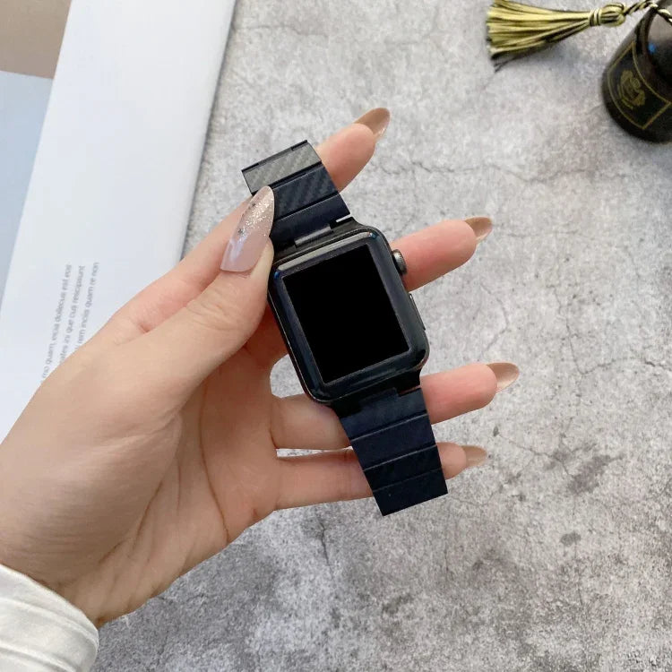 DD29カーボンファイバーテクスチャーウォッチバンド Apple Watchシリーズ用, 7 41mm / 6&SE&5&4 40mm / 3&2&1 38mm, 7 45mm / 6&SE&5&4 44mm / 3&2&1 42mm