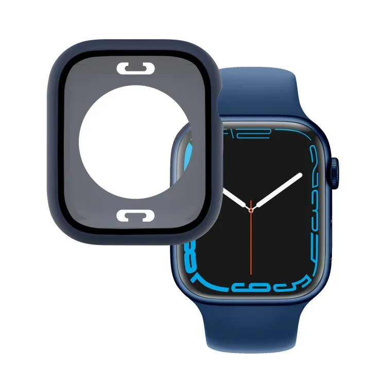 PC + 強化ガラスフィルム 防水ウォッチケース 下部カバー付き Apple Watch シリーズ 9 / 8 / 7 45mm, 9 / 8 / 7 41mm, 9 / 8 / 7 45mm用