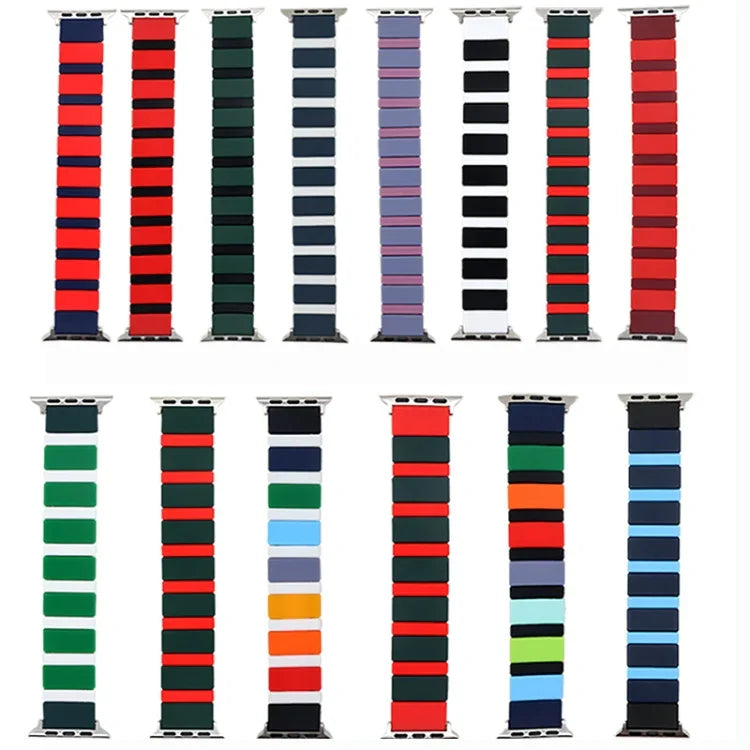 シリコン スプライシングウォッチバンド Apple Watch シリーズ用, 7 41mm / 6&SE&5&4 40mm / 3&2&1 38mm, 7 45mm / 6&SE&5&4 44mm / 3&2&1 42mm