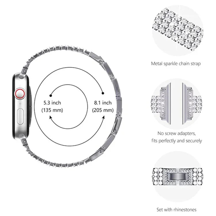 フォーロウ ダイヤモンドセット メタルウォッチバンド Apple Watch シリーズ用, 7 41mm / 6&SE&5&4 40mm / 3&2&1 38mm, 7 45mm / 6&SE&5&4 44mm / 3&2&1 42mm