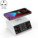 838w 9-in-1 100W 4 PD 3.0 USB-C / Type-C + 4 QC 3.0 USBポート スマートデジタルディスプレイ ワイヤレス充電器、EUプラグ、USプラグ、UKプラグ、AUプラグ