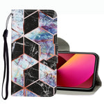 Coloured Drawing Pattern Leather Phone Case, For iPhone 13 mini, For iPhone 13, For iPhone 13 Pro