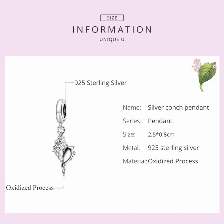 S925スターリングシルバー 銀の巻貝ペンダント DIYブレスレット ネックレスアクセサリー、巻貝
