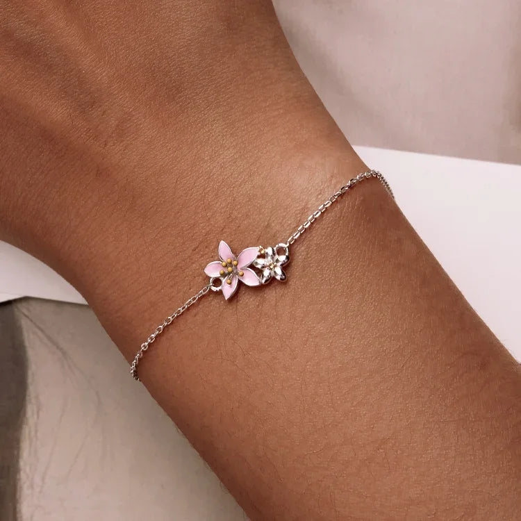 S925スターリングシルバー 桜ブレスレット レディースジュエリー、桜