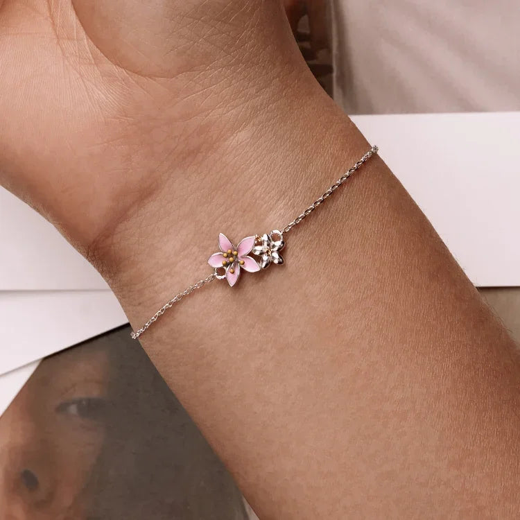 S925スターリングシルバー 桜ブレスレット レディースジュエリー、桜