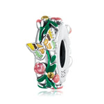S925スターリングシルバー 蝶と花のビーズ DIYブレスレット ネックレスアクセサリー、蝶と花