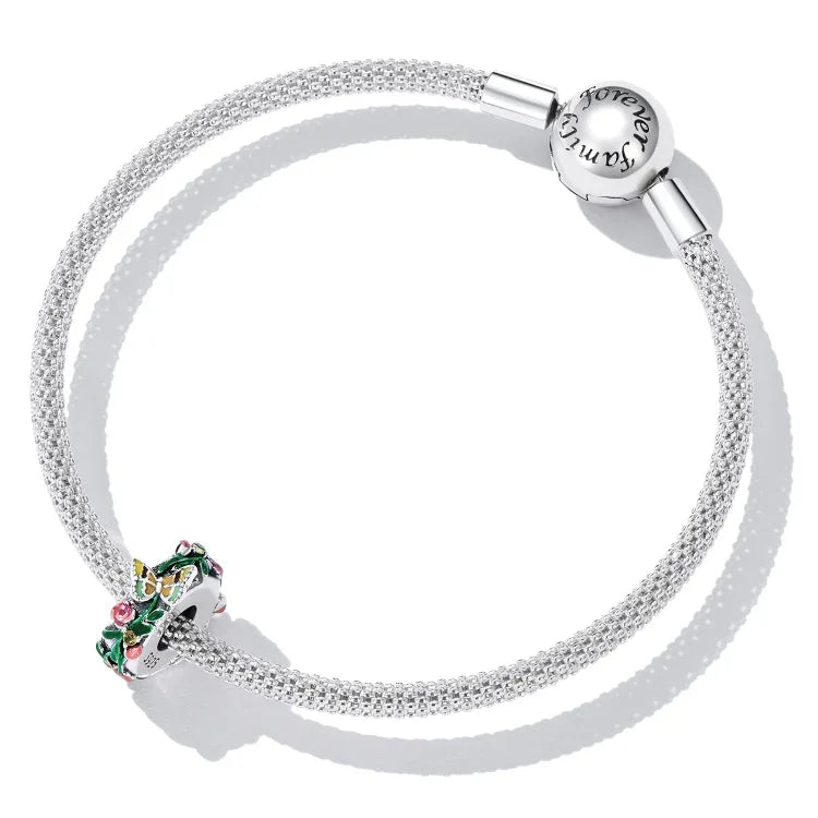 S925スターリングシルバー 蝶と花のビーズ DIYブレスレット ネックレスアクセサリー、蝶と花