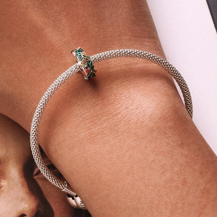 S925スターリングシルバー 蝶と花のビーズ DIYブレスレット ネックレスアクセサリー、蝶と花