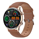HK8Pro 1.36インチ AMOLEDスクリーン レザーストラップ スマートウォッチ、NFC機能対応 / 血中酸素モニタリング対応、レザーストラップ（ブラック）、レザーストラップ（ゴールド）、レザーストラップ（シルバー）