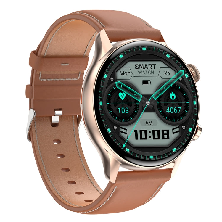 HK8Pro 1.36インチ AMOLEDスクリーン レザーストラップ スマートウォッチ、NFC機能対応 / 血中酸素モニタリング対応、レザーストラップ（ブラック）、レザーストラップ（ゴールド）、レザーストラップ（シルバー）