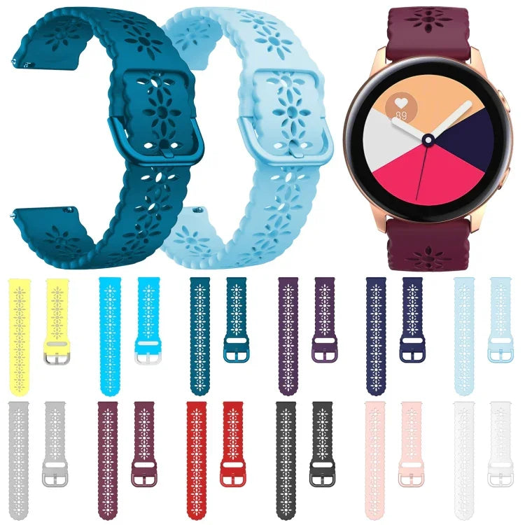 梅の花中空シリコンウォッチバンド Samsung Galaxy Watch4 40/44mm用、Samsung Galaxy Watch4 Classic 42/46mm用