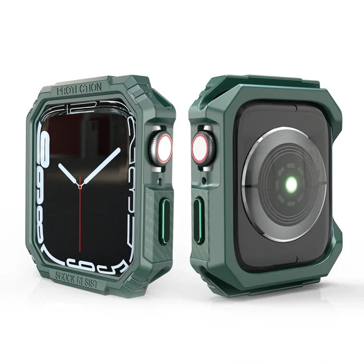 カーボンファイバーコントラストカラープロテクティブケース、Apple Watch Series 9 / 8 / 7 41mm 用、Apple Watch Series 9 / 8 / 7 45mm 用、Apple Watch Series 6 & SE & 5 & 4 44mm 用、Apple Watch Series 6 & SE & 5 & 4 40mm 用