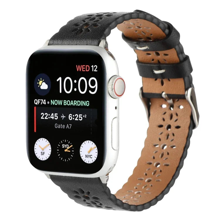 Apple Watch Series 用 ホロー本革ウォッチバンド、7 41mm / 6&SE&5&4 40mm / 3&2&1 38mm、7 45mm / 6&SE&5&4 44mm / 3&2&1 42mm